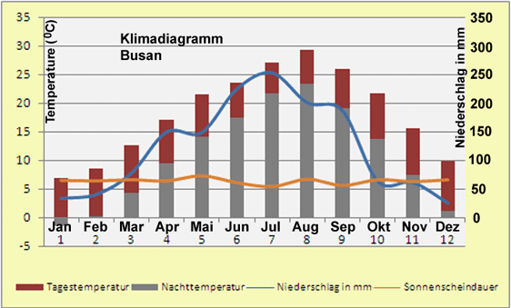 Korea Klima Diagramm Busan